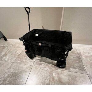 Collapsible Folding Wagon, Beach Wagon Cart Heavy Duty Foldable with Big Wheels